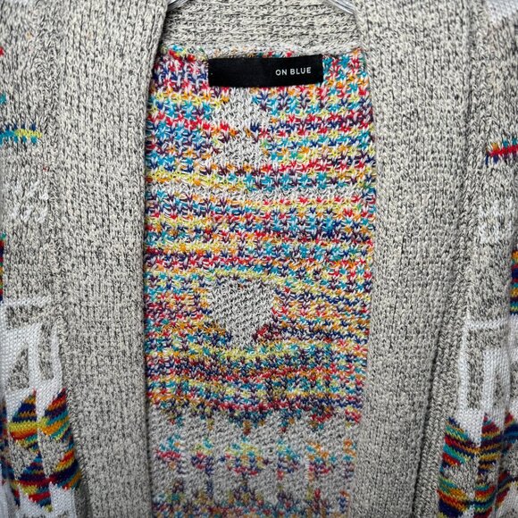 Aztec Tribal Coatigan Cardigan Western Boho Yellowstone Sweater On Blue large - Picture 6 of 11